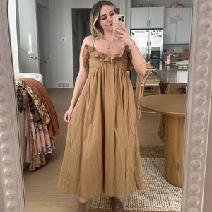 H&M tan ruffle dress